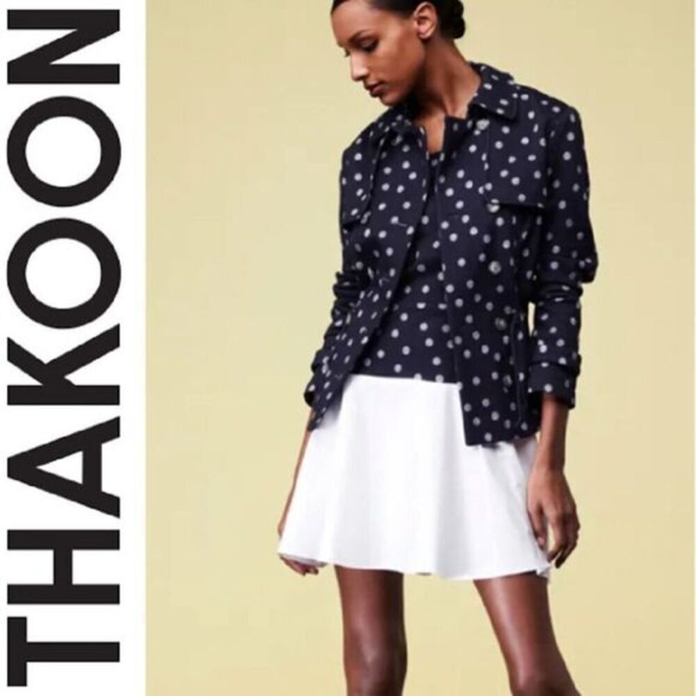 Thakoon addition navy polka dot sleeveless drop waist dress size 4